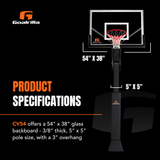 in ground basketball goal 54" backboard