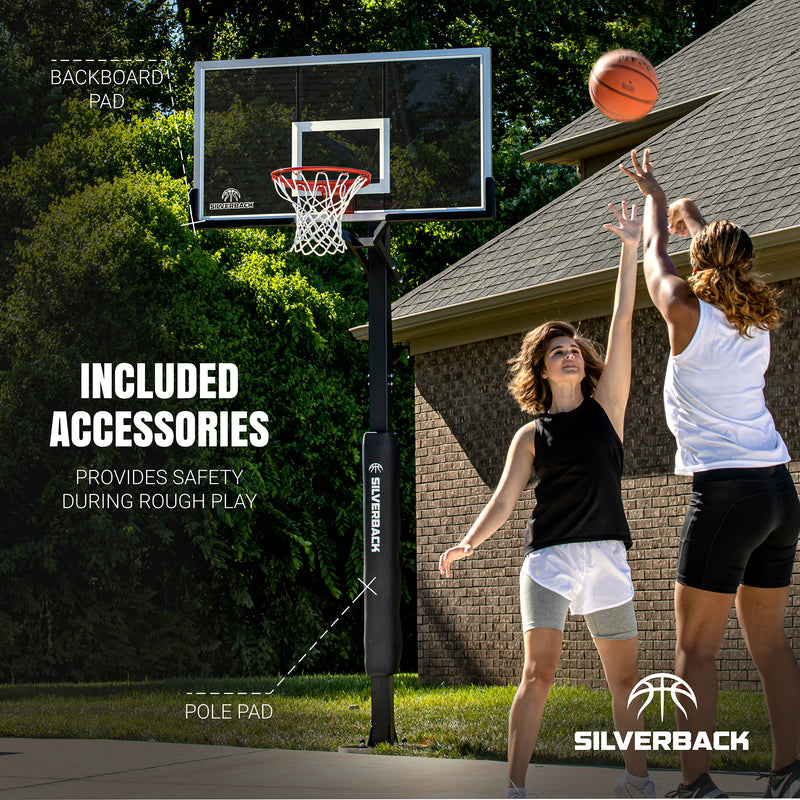 Silverback SB 60" Ghost In Ground Basketball Goal - included accessories provides safety (backboard pad and pole pad)