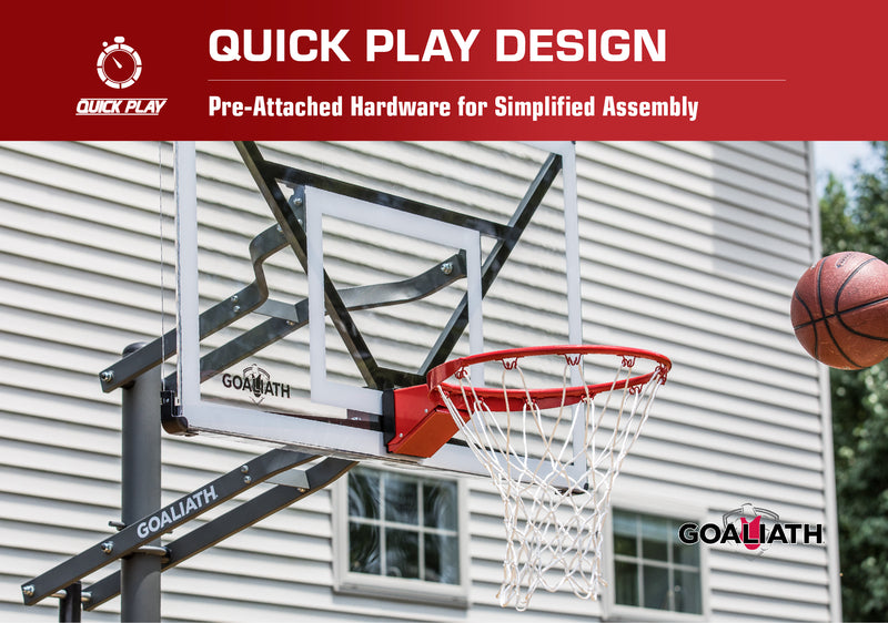 Goaliath In Ground Basketball Goal - GoTek 54 - 54" Backboard - Quick Play Design - Pre-Attached Hardware for Simplified Assembly