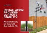 Goaliath In Ground Basketball Goal - GoTek 54 - 54" Backboard - Installation Provides Ultimate Stability - Pole Installs Directly into Ground with Concrete Inside Pole