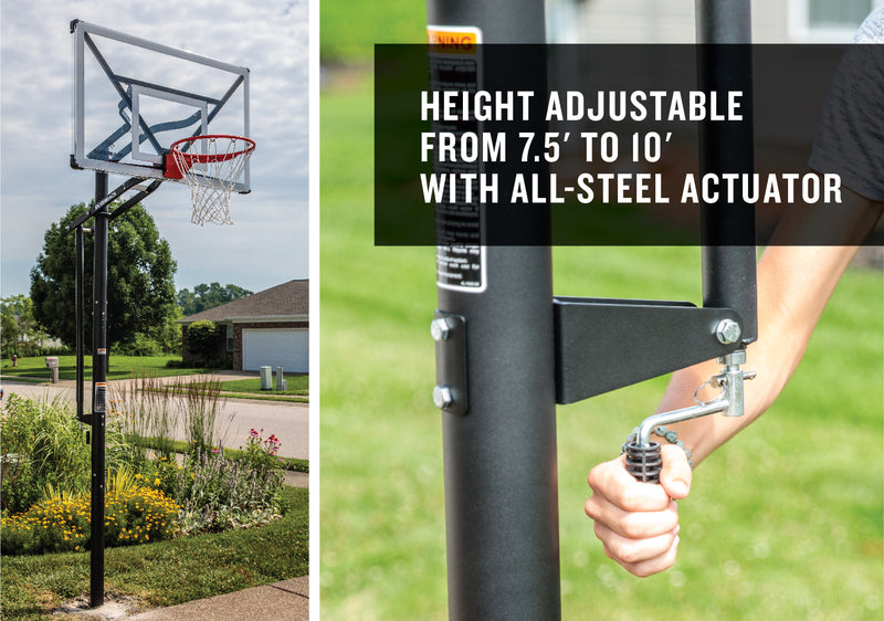 Silverback NXT 54" In Ground Basketball Hoop - 54" Backboard - Height Adjustable From 7.5' to 10' With All-Steel Actuator
