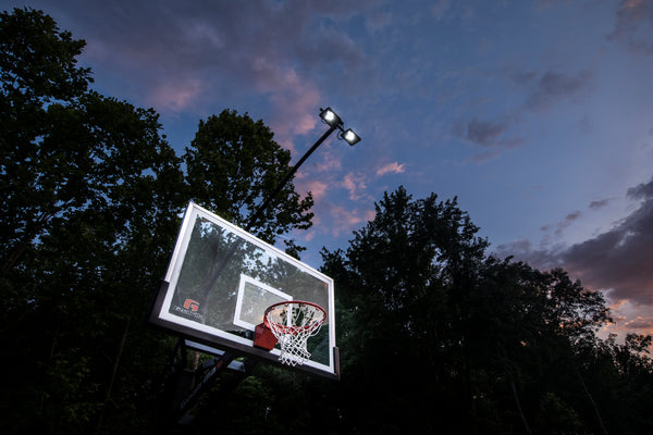 basketball court light and basketball backboard