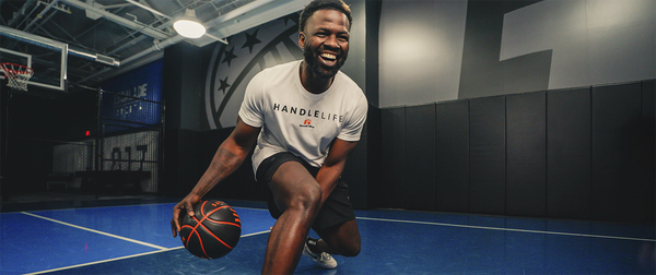 Johnny Stephene, NBA skills trainer, with all new Goalrilla Handlelife training basketball