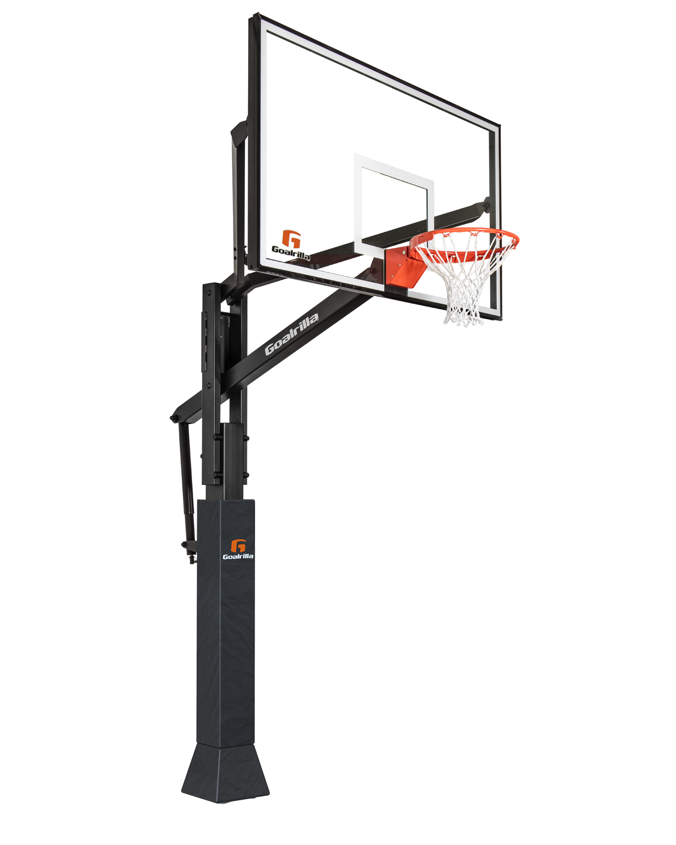 Goalrilla GLR In-Ground Basketball System – 60x38” Tempered Glass Backboard, 6x6” Steel Pole, Pro Rim