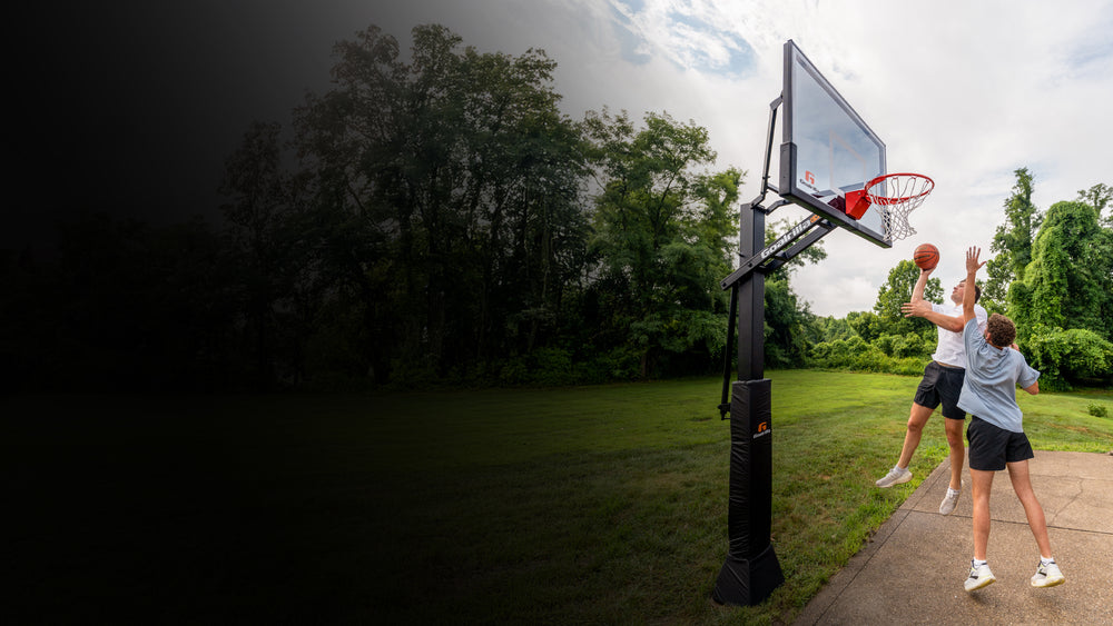 goalrilla all new in ground basketball hoop clear view 60 inch tinted backboard hoops for indoor or outdoor bball court