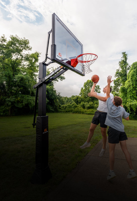 goalrilla all new in ground basketball hoop clear view 60 inch tinted backboard hoops for indoor or outdoor bball court