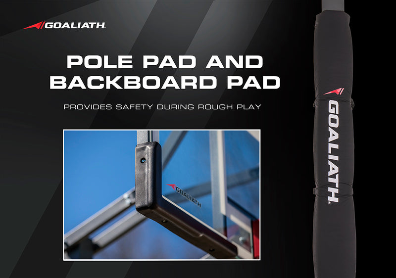 Goaliath In Ground Basketball Goal - Ignite - pole pad and backboard pad provides safety during rough play