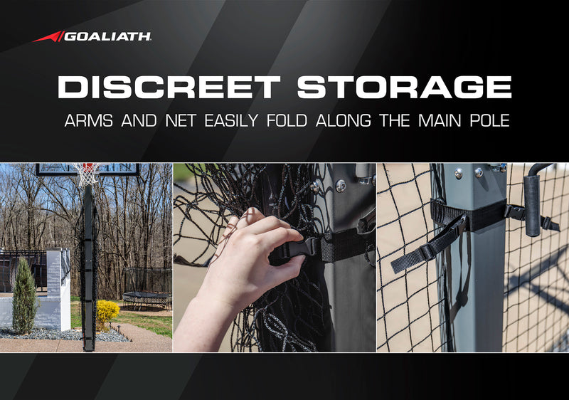 Goaliath Basketball Goal Accessories - Goaliath Yard Guard - Discreet Storage Arms and Net Easily Fold Along The Main Pole