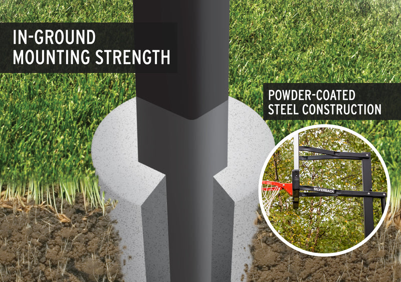 Silverback SB 54" IG  In Ground Basketball Goal - In Ground Mounting Strength - Power Coated Steel Construction
