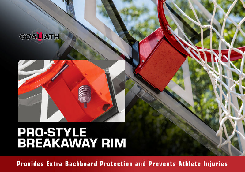 Goaliath Basketball Goal - GoTek 54 Wall Mount - 54" Backboard - Pro Style Breakaway Rim - Provides Extra Backboard Protection and Prevents Athlete Injuries