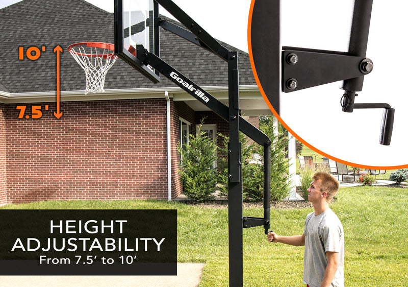 Goalrilla In Ground Basketball Goal - FT54 - 54" Backboard - Height Adjustability From 7.5' to 10'