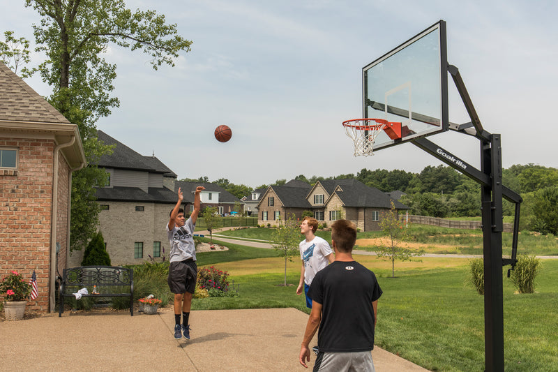 Goalrilla In Ground Basketball Goal - FT72 - 72" Backboard - Kids Playing Basketball at Home Court