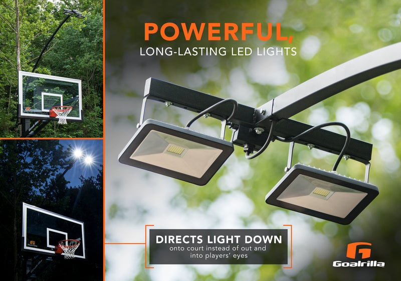 Goalrilla LED Basketball Hoop Light - Powerful Long-Lasting LED Lights - Directs Light Down onto court instead of out and into players' eyes