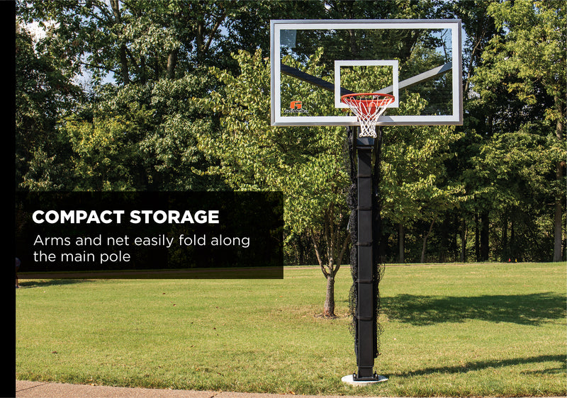 Goalrilla Yard Guard - Basketball Yard Guard - Compact Storage Arms and Net Easily Fold Along the Main Pole
