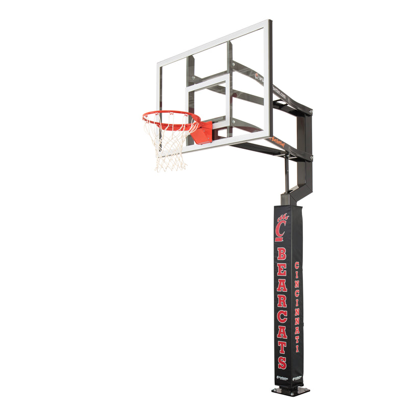 Goalsetter Collegiate Basketball Pole Pad - Cincinnati Bearcats (Black) - Right Side View on Basketball Goal