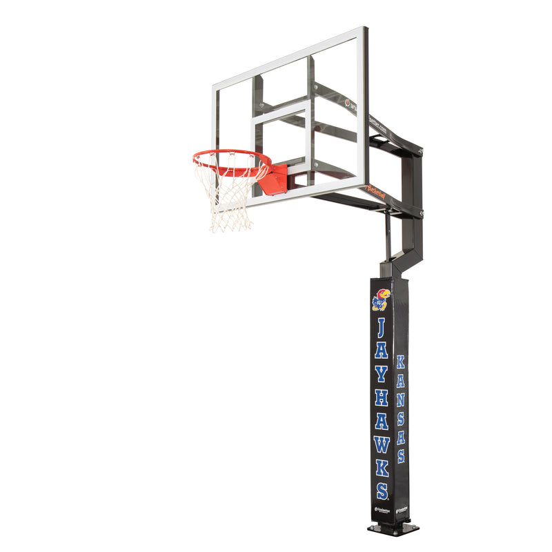 Goalsetter Collegiate Basketball Pole Pad - Kansas Jayhawks (Black) - Side View on Basketball Pole