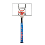 Goalsetter Collegiate Basketball Pole Pad - Kansas Jayhawks (Blue) - Front View on Basketball Goal