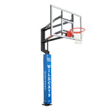 Goalsetter Collegiate Basketball Pole Pad - Kentucky Wildcats (Blue) - Left Side Angled View on Basketball Goal