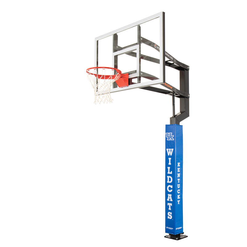 Goalsetter Collegiate Basketball Pole Pad - Kentucky Wildcats (Blue) - Right Side Angled View on Basketball Goal
