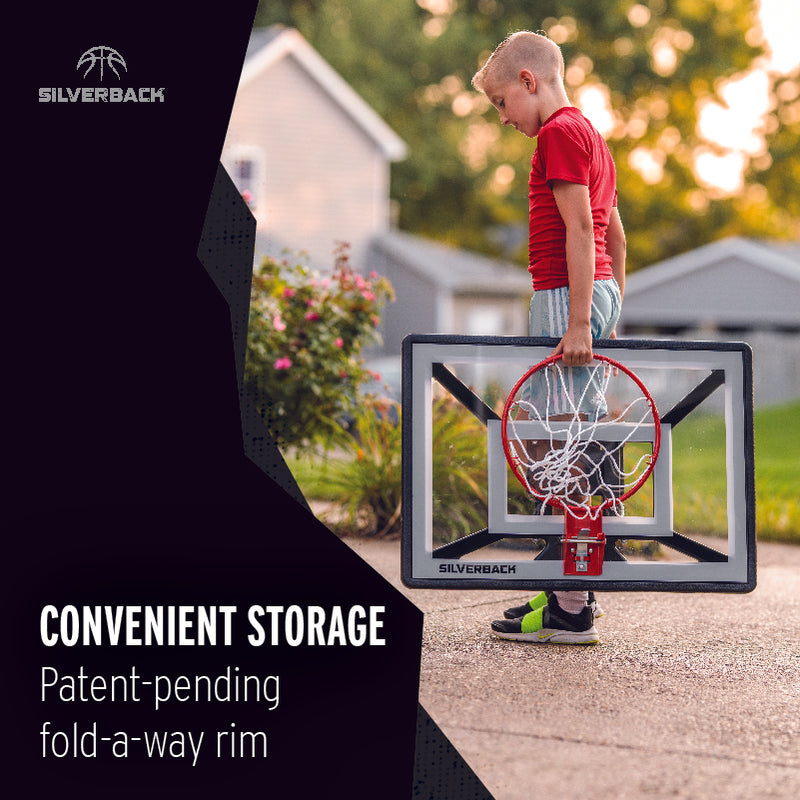 Silverback Junior Basketball Hoop - Convenient Storage - Patent Pending Fold A Way Rim