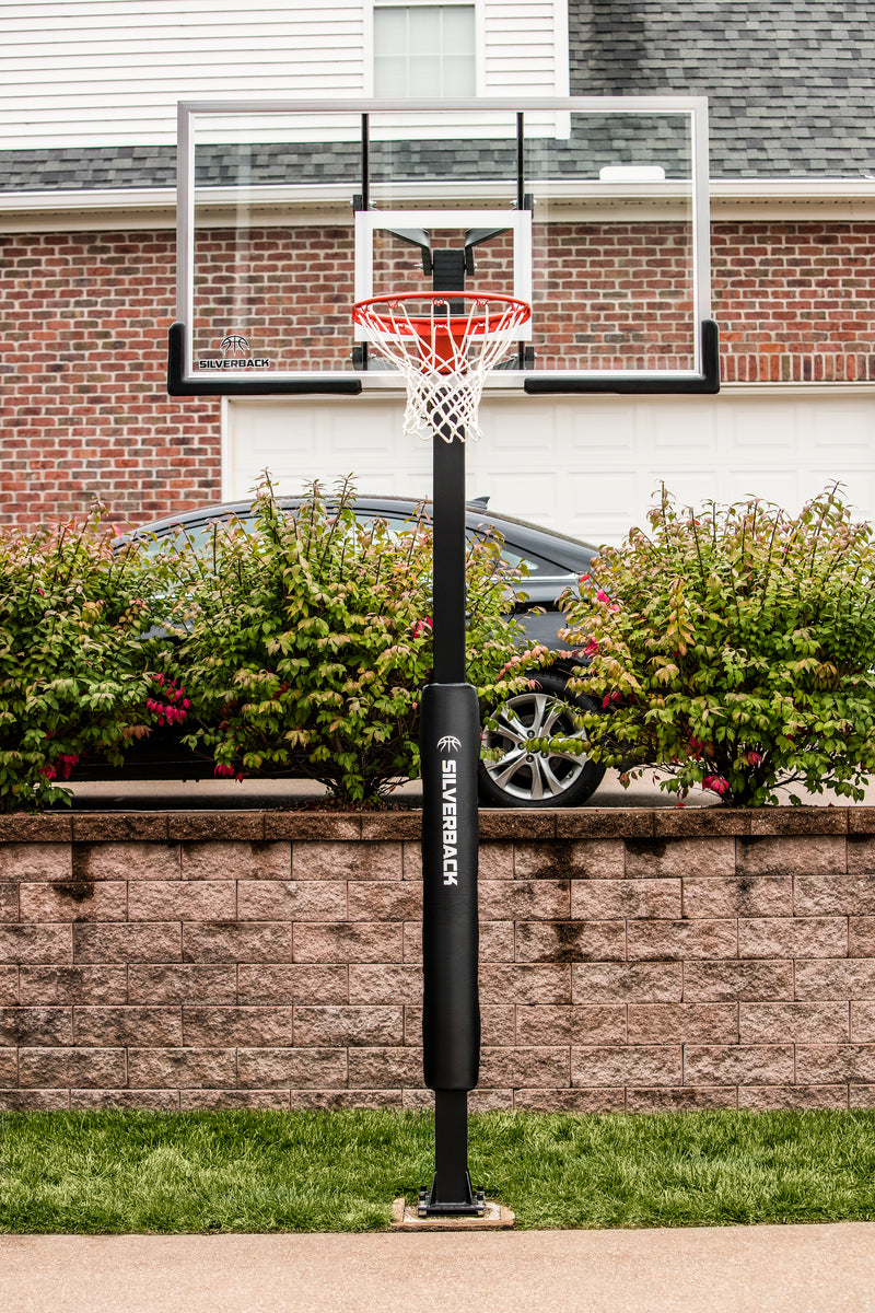 Silverback 54 and 60 In-Ground Basketball Systems with Adjustable-Height  Tempered Glass Backboard and Pro-Style Breakaway Rim